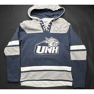 University Of New Hampshire UNH Lace-Up Pullover Hoodie Hockey Style S Champion